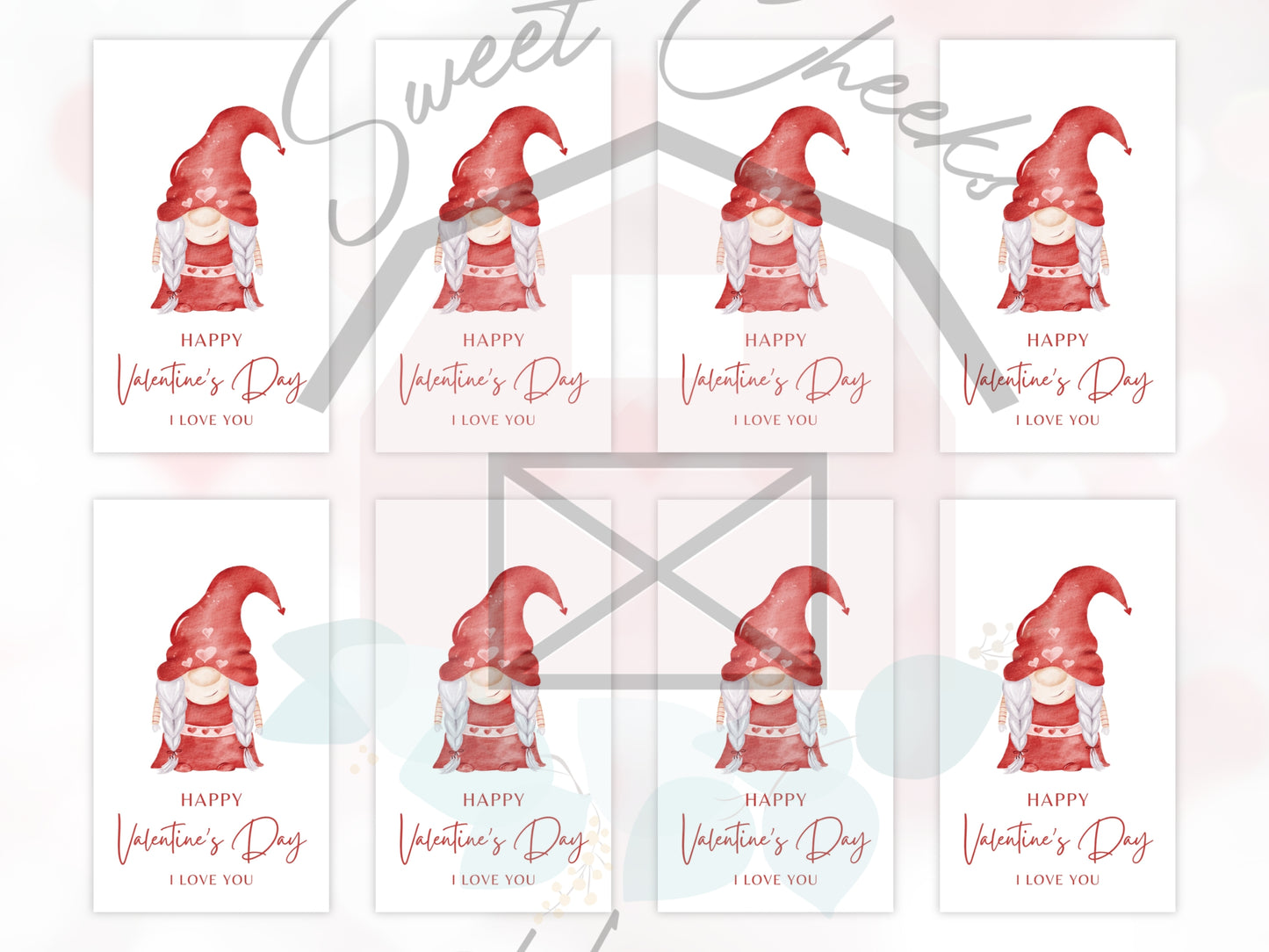 Girlie Valentine Gnome Cookie Gift Tag