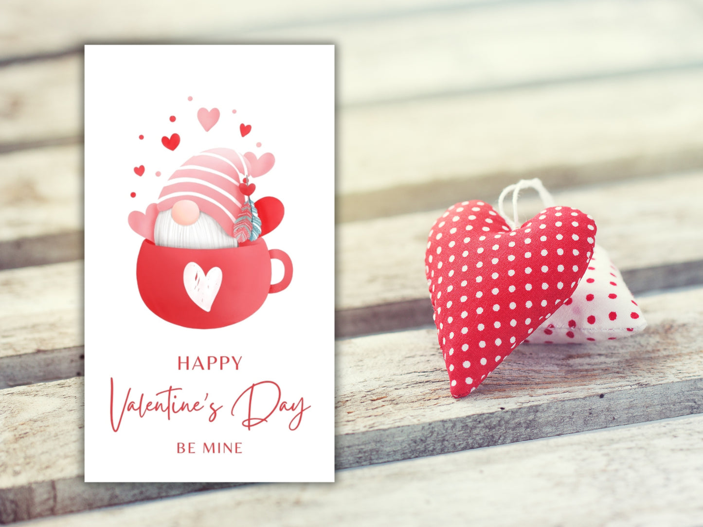 Valentine Gnome Mug Cookie Card