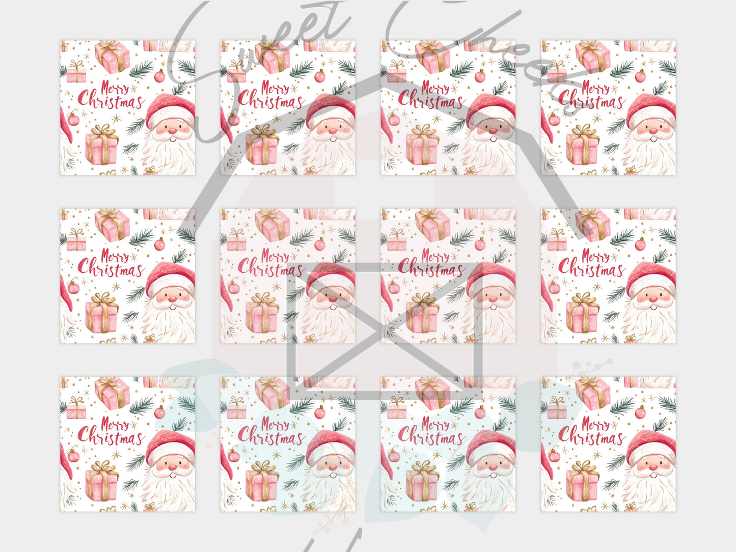 Merry Christmas - Pink Santa - Cookie Tag