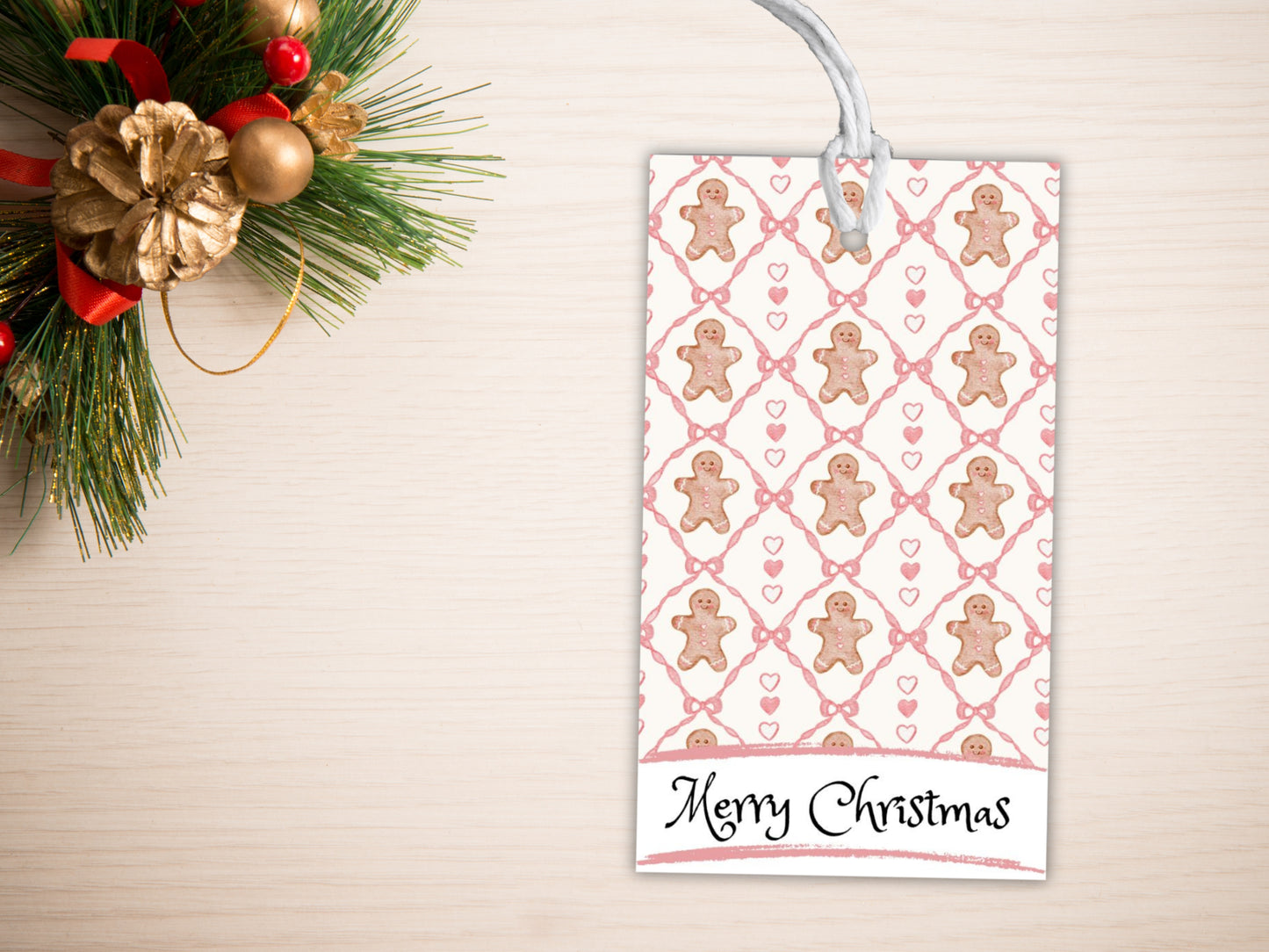 Pink Gingerbread Cookie Card