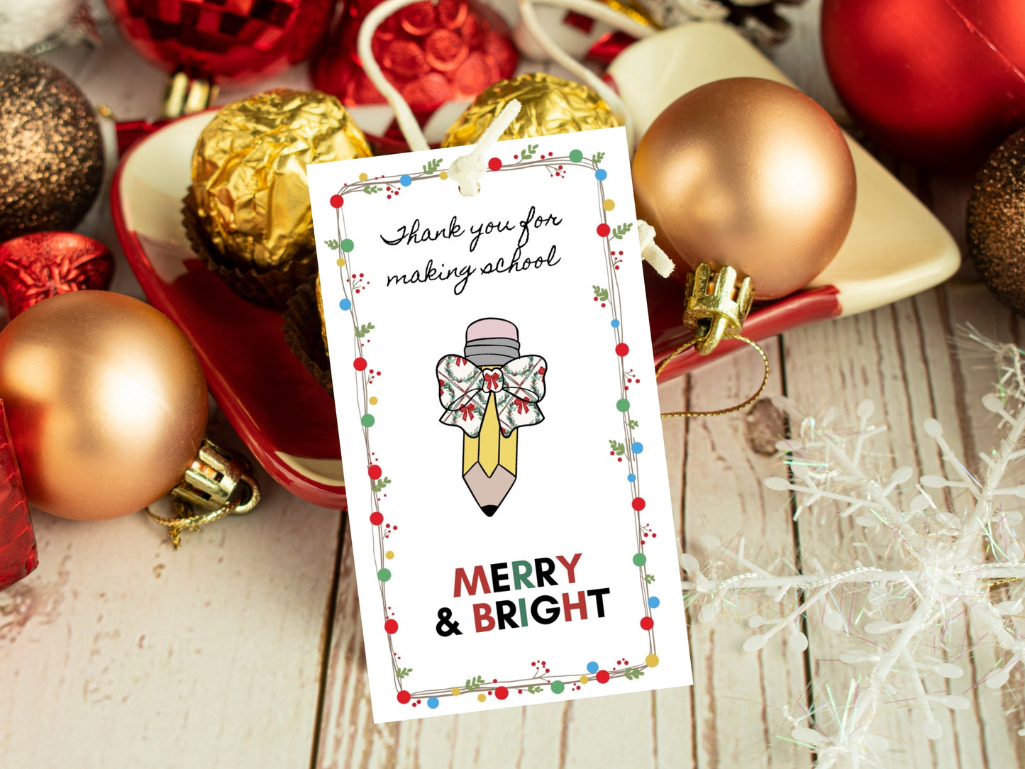 Christmas Pencil Cookie Gift Tags and cards - Teacher Appreciation