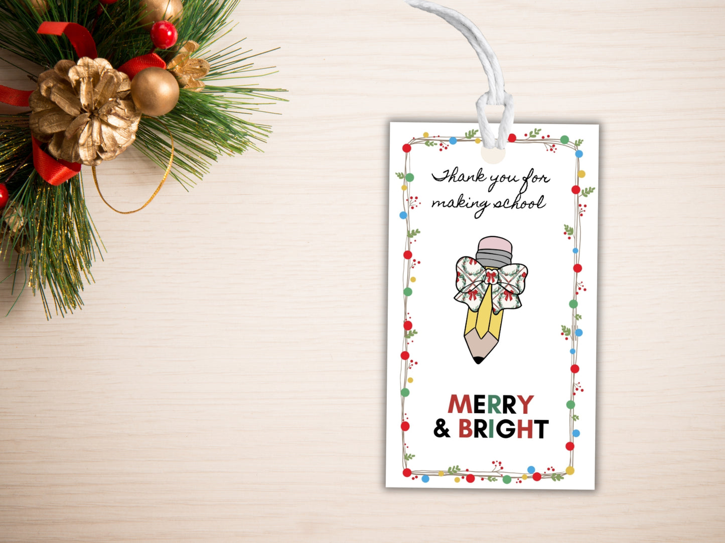 Christmas Pencil Cookie Gift Tags and cards - Teacher Appreciation