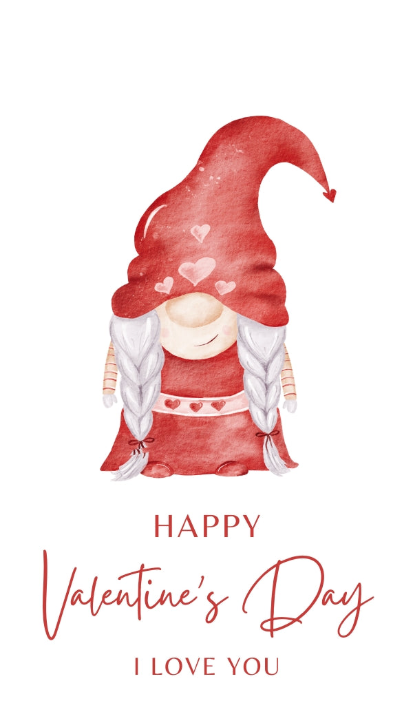 Girlie Valentine Gnome Cookie Gift Tag