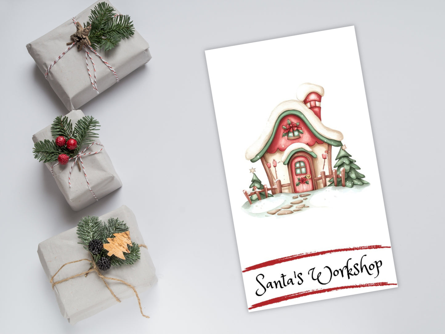 Santa's Workshop Lane Cookie Card