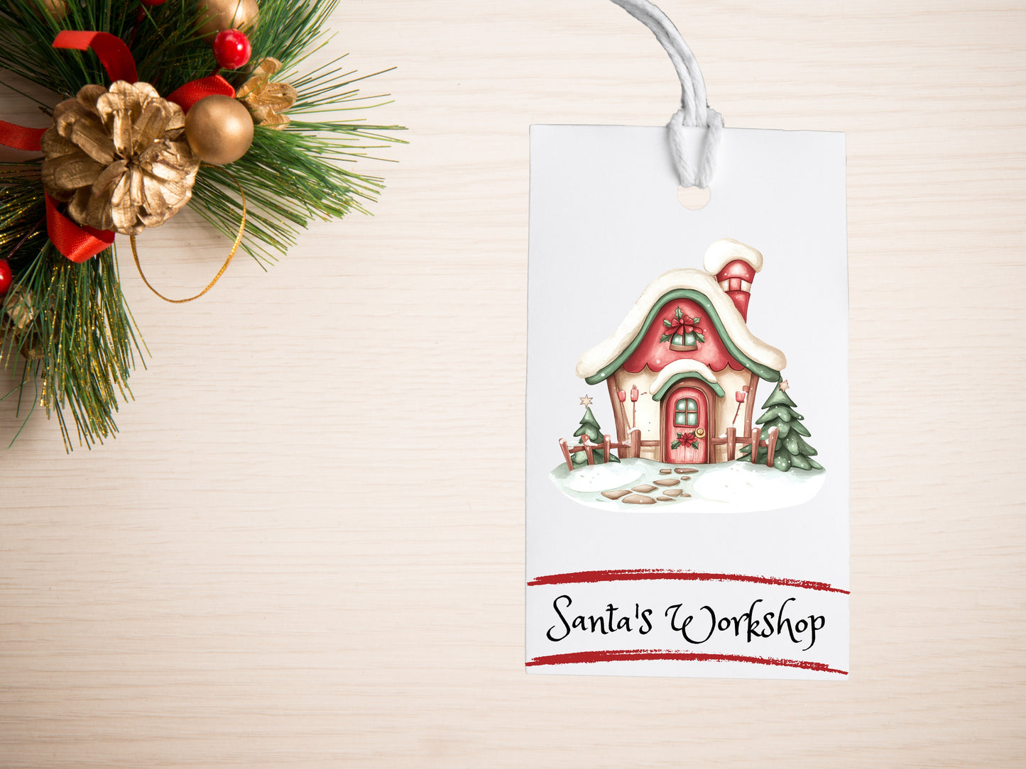 Santa's Workshop Lane Cookie Card