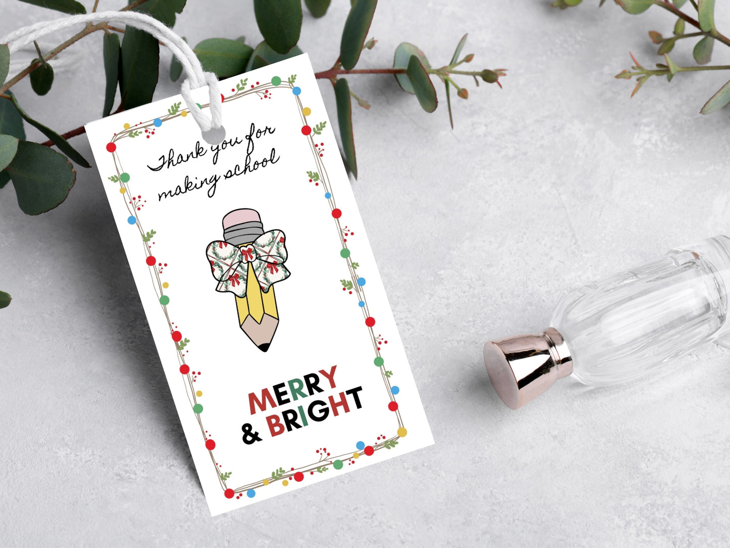 Christmas Pencil Cookie Gift Tags and cards - Teacher Appreciation