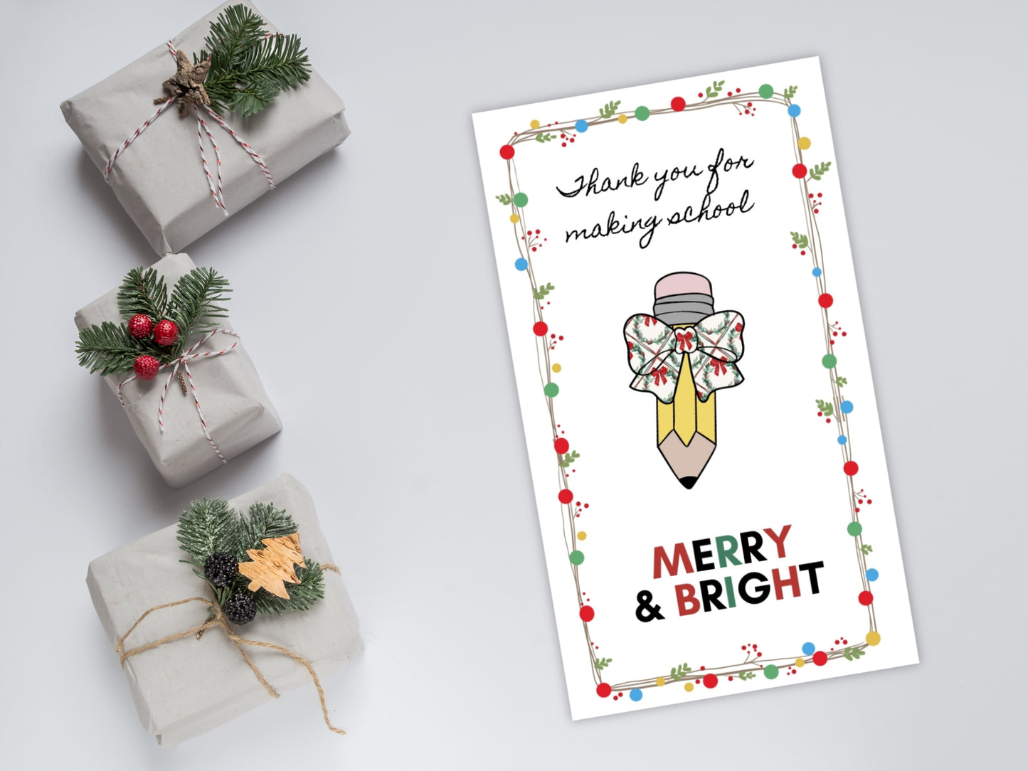 Christmas Pencil Cookie Gift Tags and cards - Teacher Appreciation