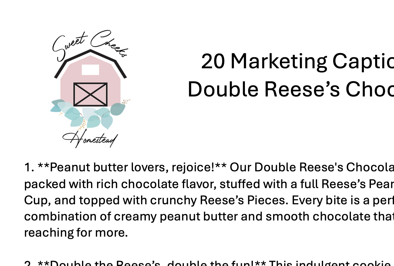 Double Reese's Chocolate Cookie Marketing Bundle