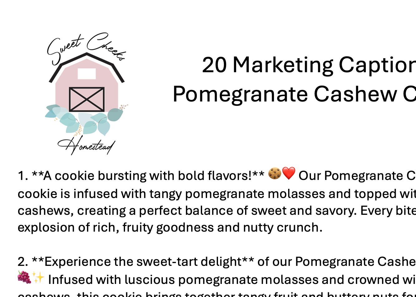 Pomegranate Cashew Cookie Marketing Bundle