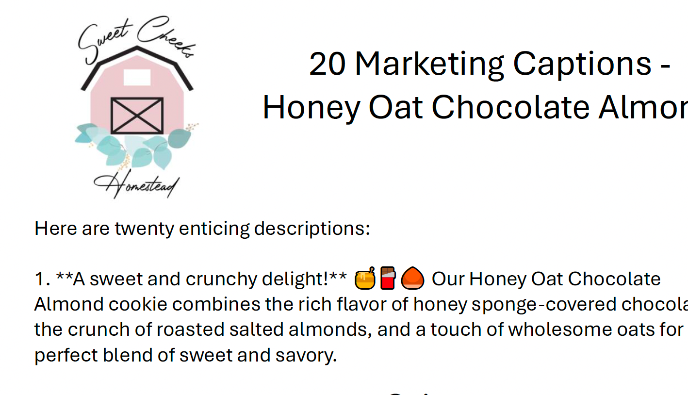Honey Oat Chocolate Almond Cookie Marketing Bundle