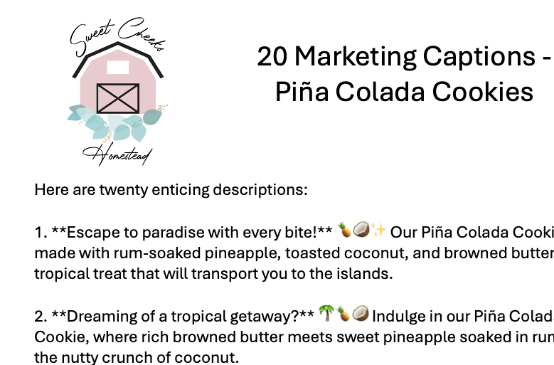 Piña Colada Cookie Marketing Bundle