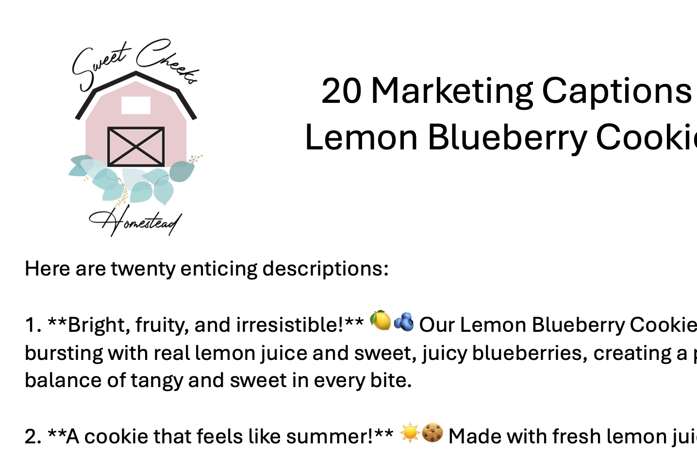 Lemon Blueberry Cookie Marketing Bundle