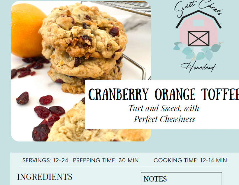 Cranberry Orange Oat Toffee Cookie Recipe