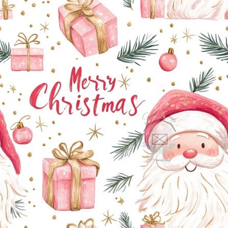 Merry Christmas - Pink Santa - Cookie Tag