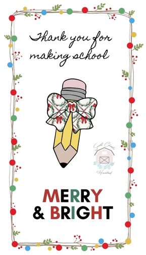 Christmas Pencil Cookie Gift Tags and cards - Teacher Appreciation